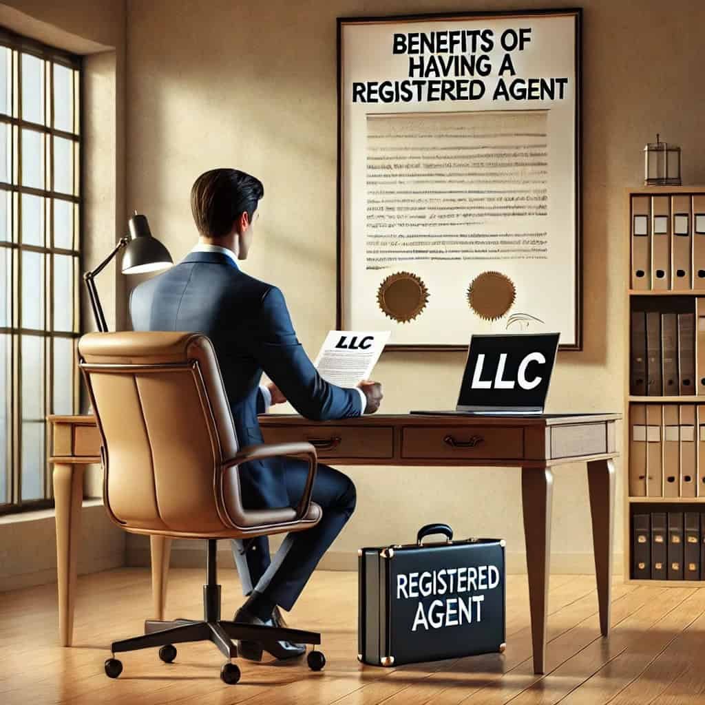 Business owner reviewing registered agent benefits including privacy protection and compliance monitoring